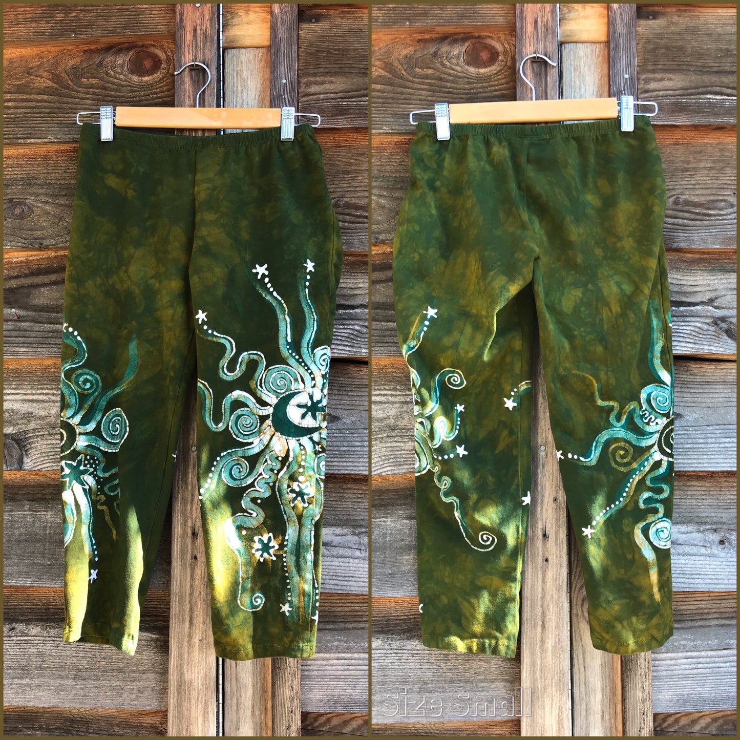 Dancing Green Batik CAPRI Leggings leggings batikwalla Small