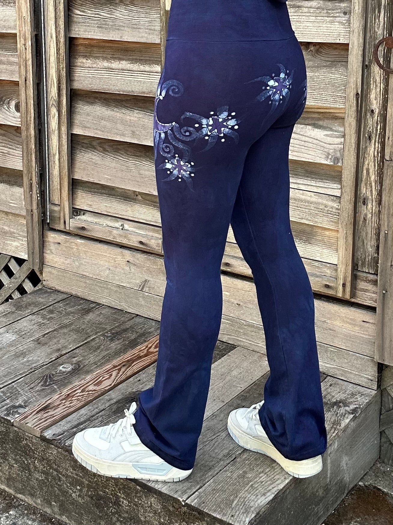Dark Blue Moon and Stars Stretchy Movement Pants - Size SMALL Yoga Pants batikwalla