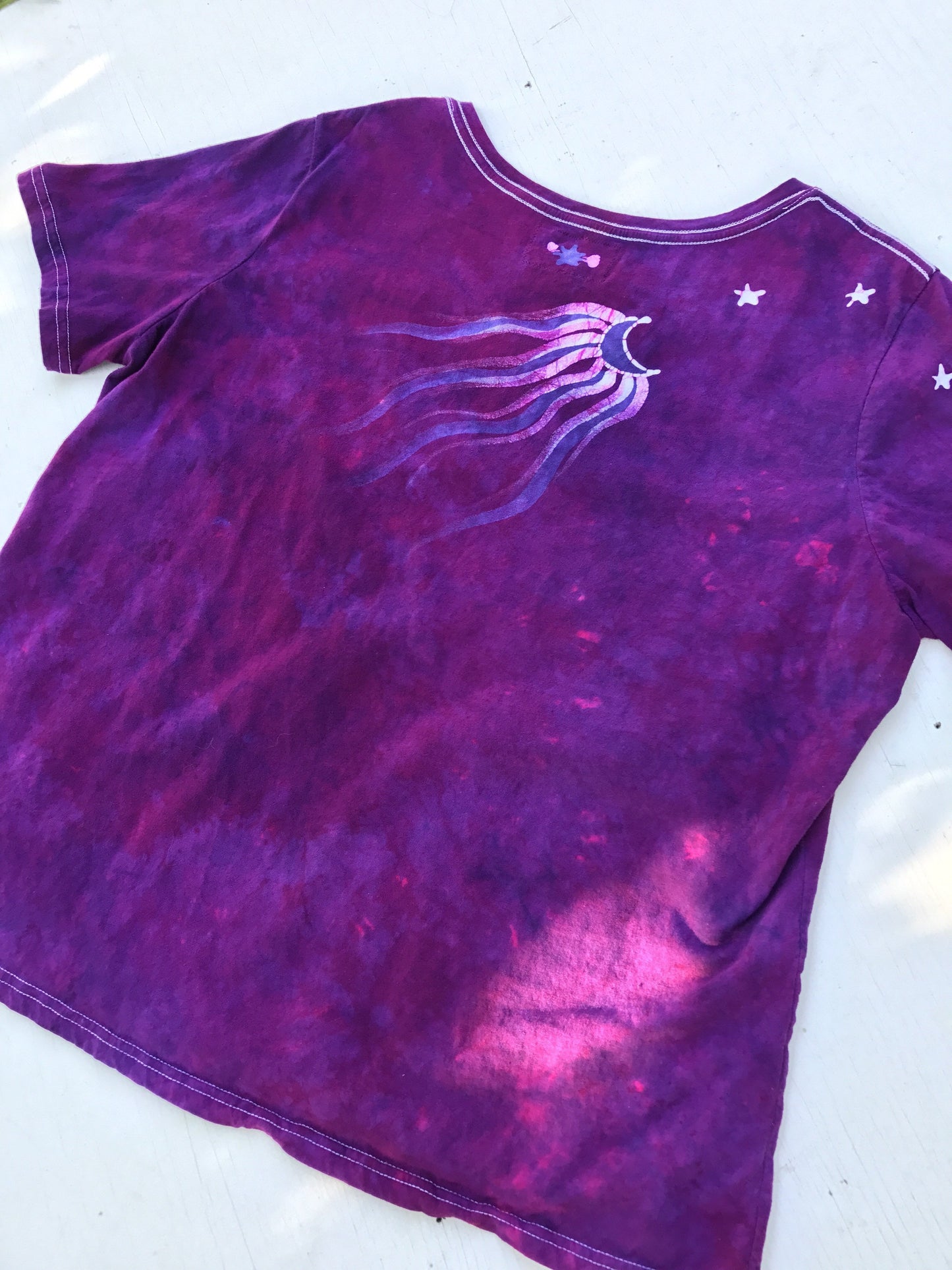 Moonberry Moonbeams Handmade Batik Summer Vneck Tee - Plus Size - 3X