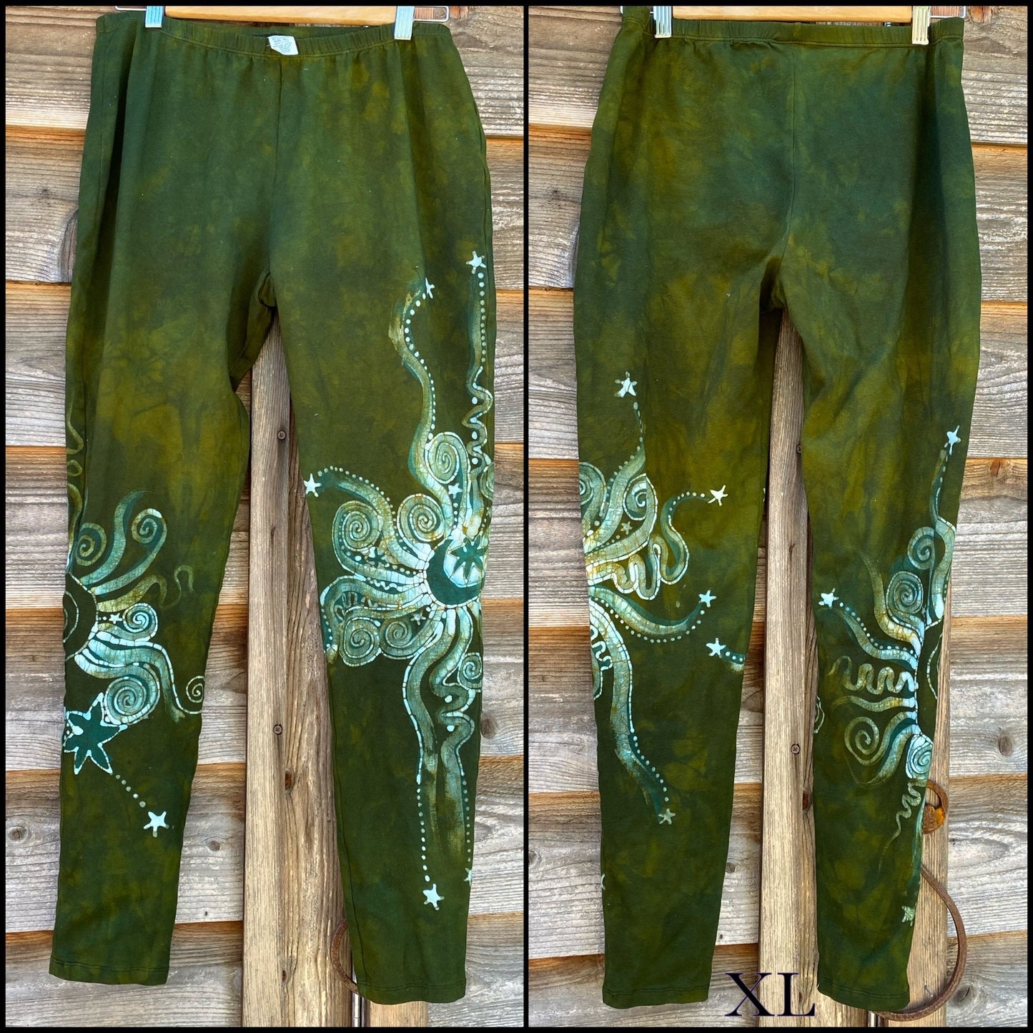 Dancing Green Batik Leggings Old School leggings batikwalla XL