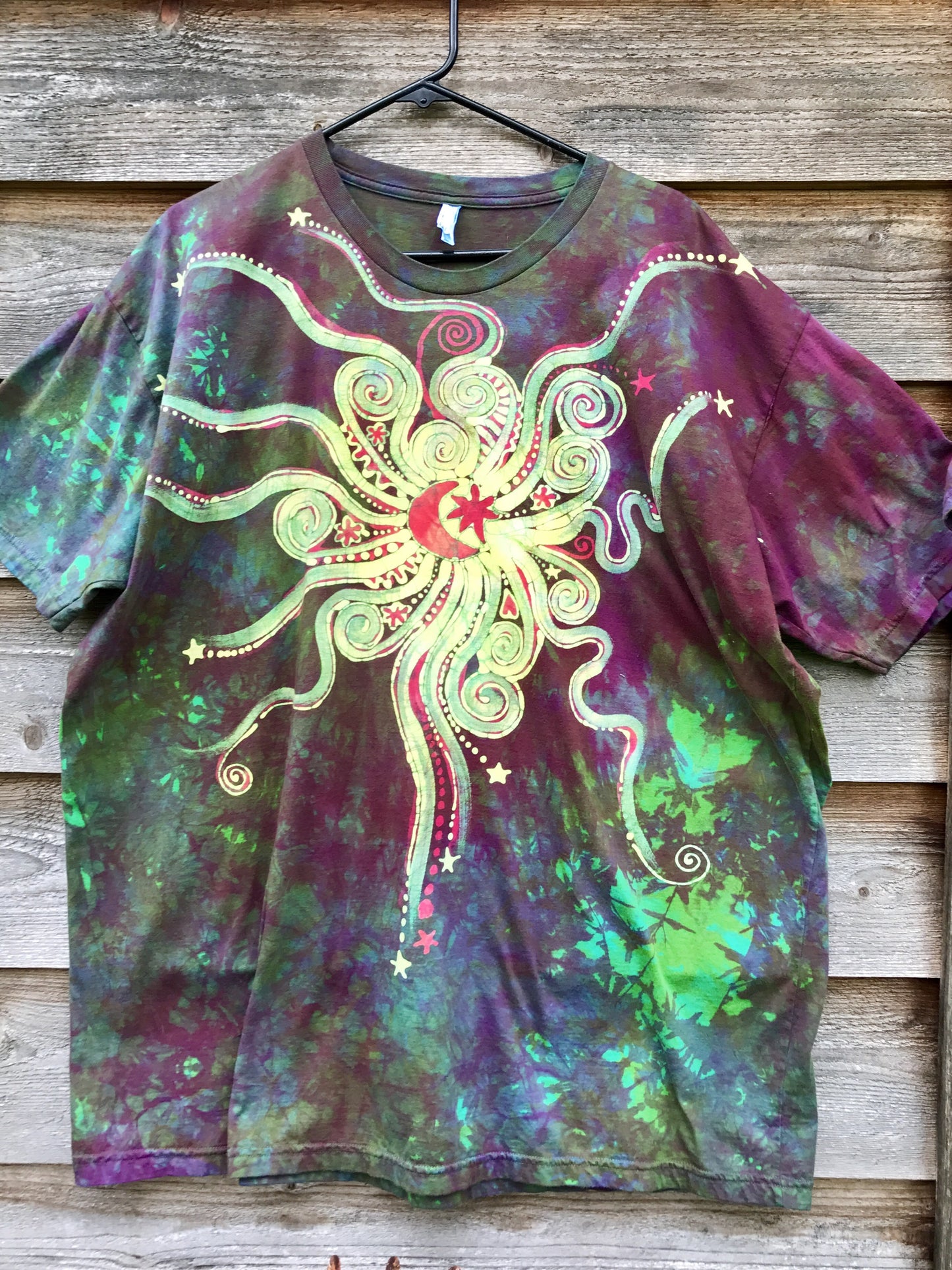 Sunrise Meadow Moon Star Organic Batik Tshirt - Size 3X