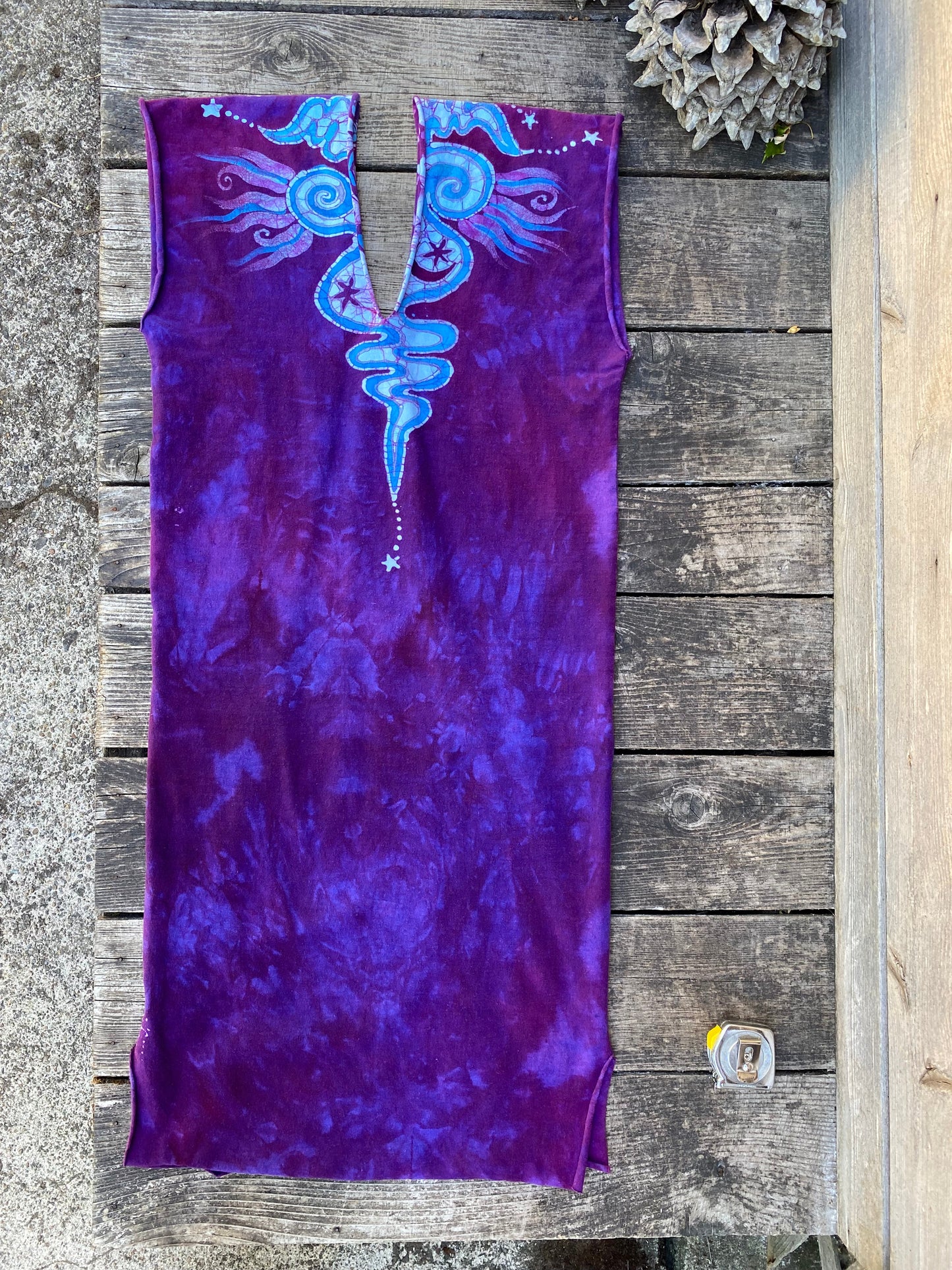 Purple Blue Cosmic Stretchy Hemp Tube Dress Batik Dresses Batikwalla