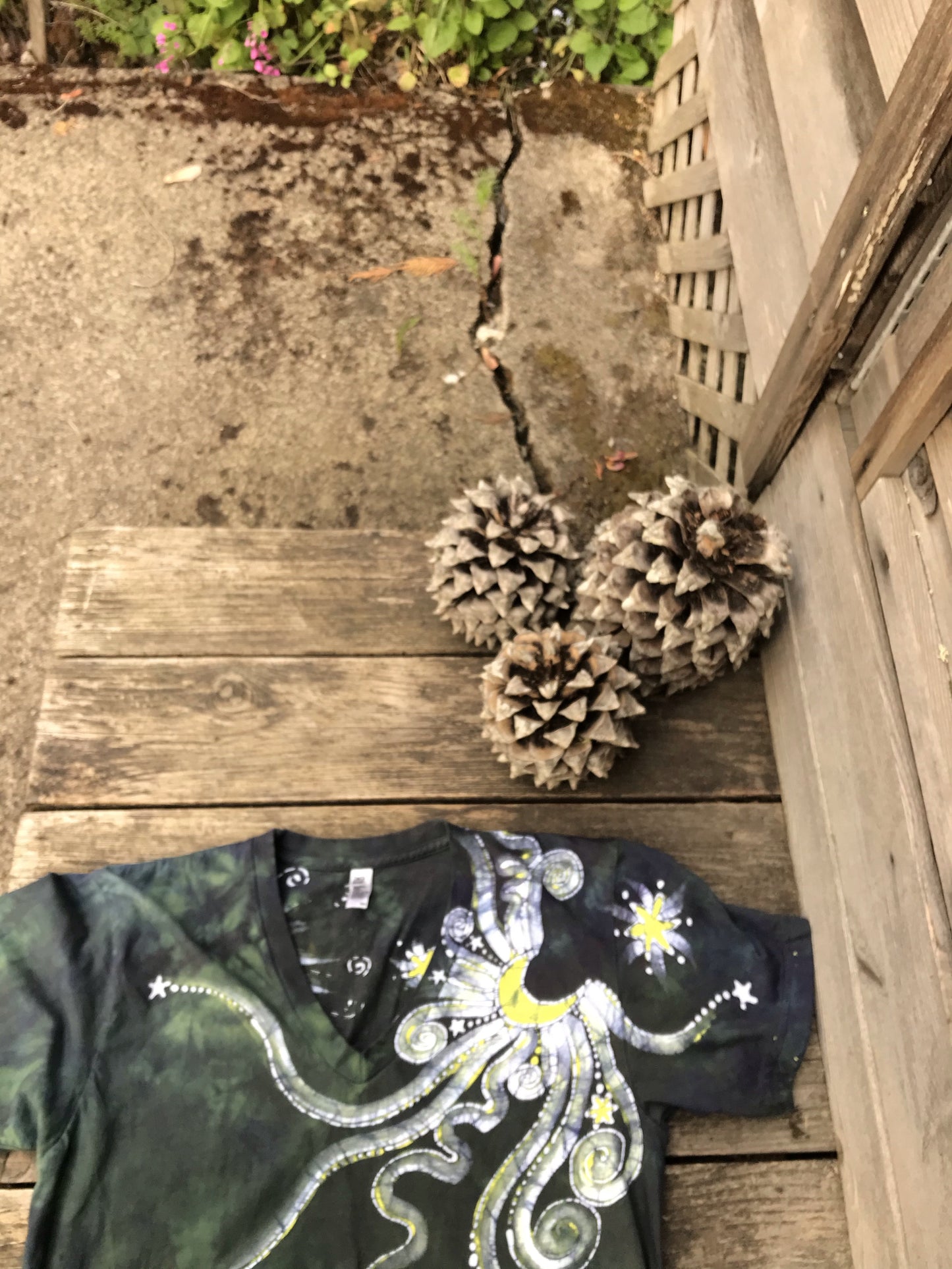 Buttercup Moonbeams Hand Painted Batikwalla Vneck Tshirt - Unisex Tshirts batikwalla