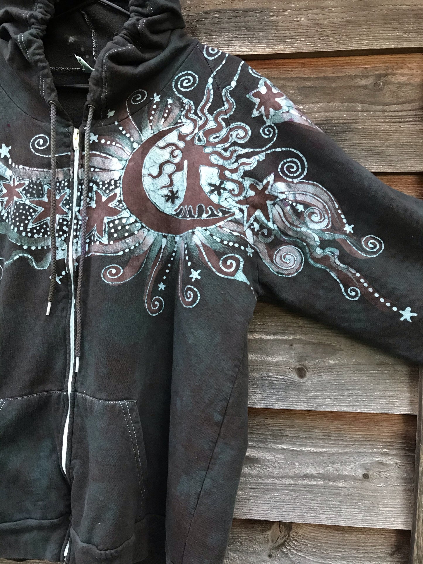 Desert Sage Moonlight Guides Us To The Forest Organic Cotton Batik Hoodie hoodie batikwalla