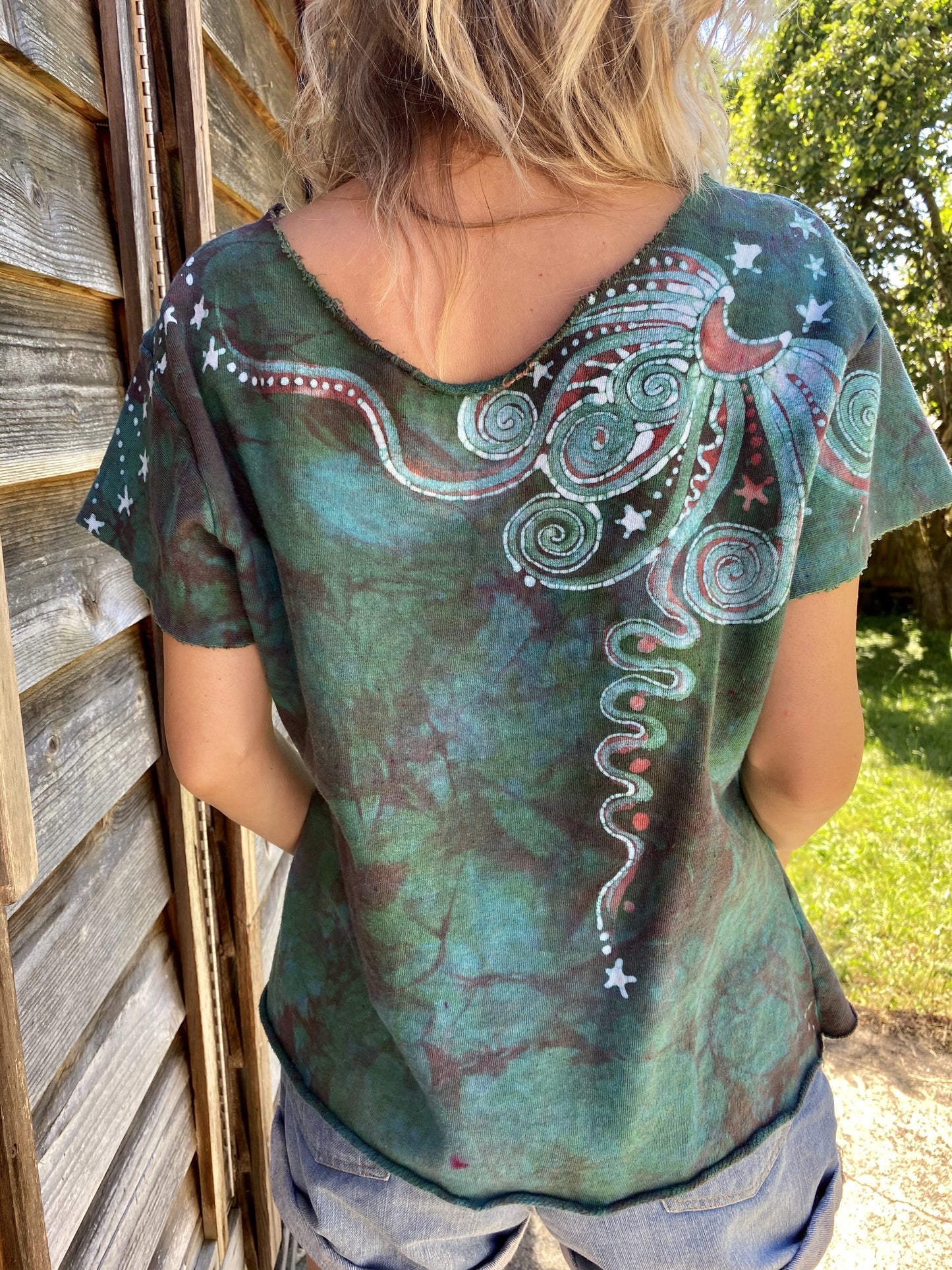 Mint Garden Organic Cotton Handmade Batik Top - Medium Batik Dresses Batikwalla
