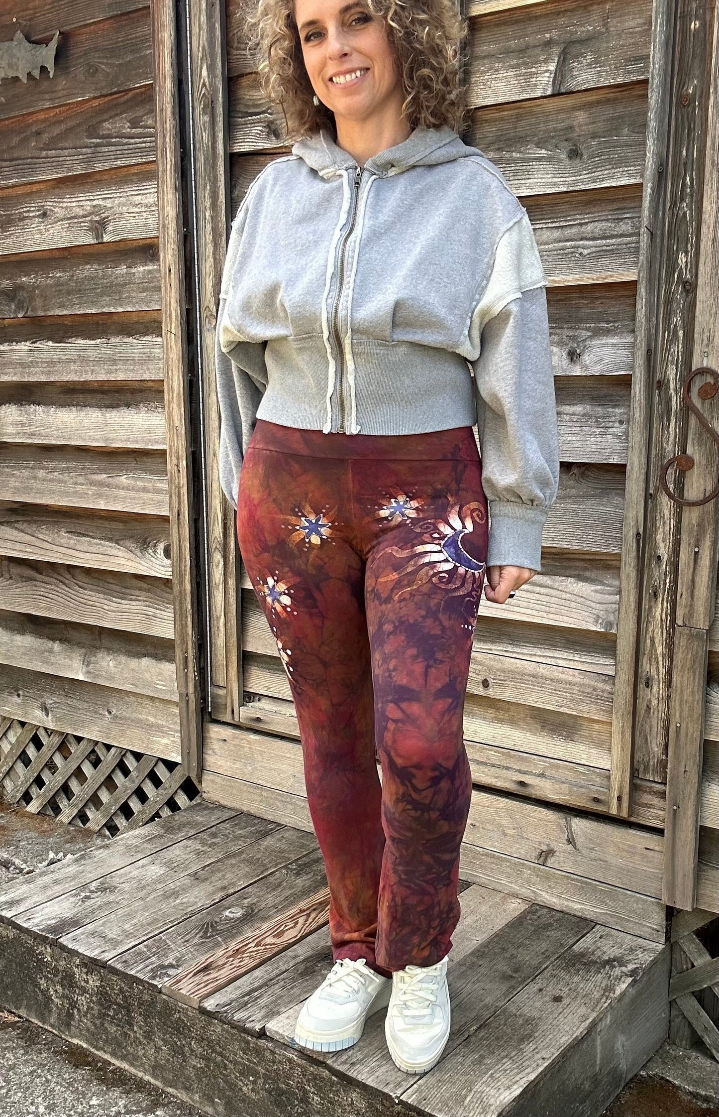 Bonfire Moon and Stars Stretchy Movement Yoga Pants - Size SMALL Yoga Pants batikwalla