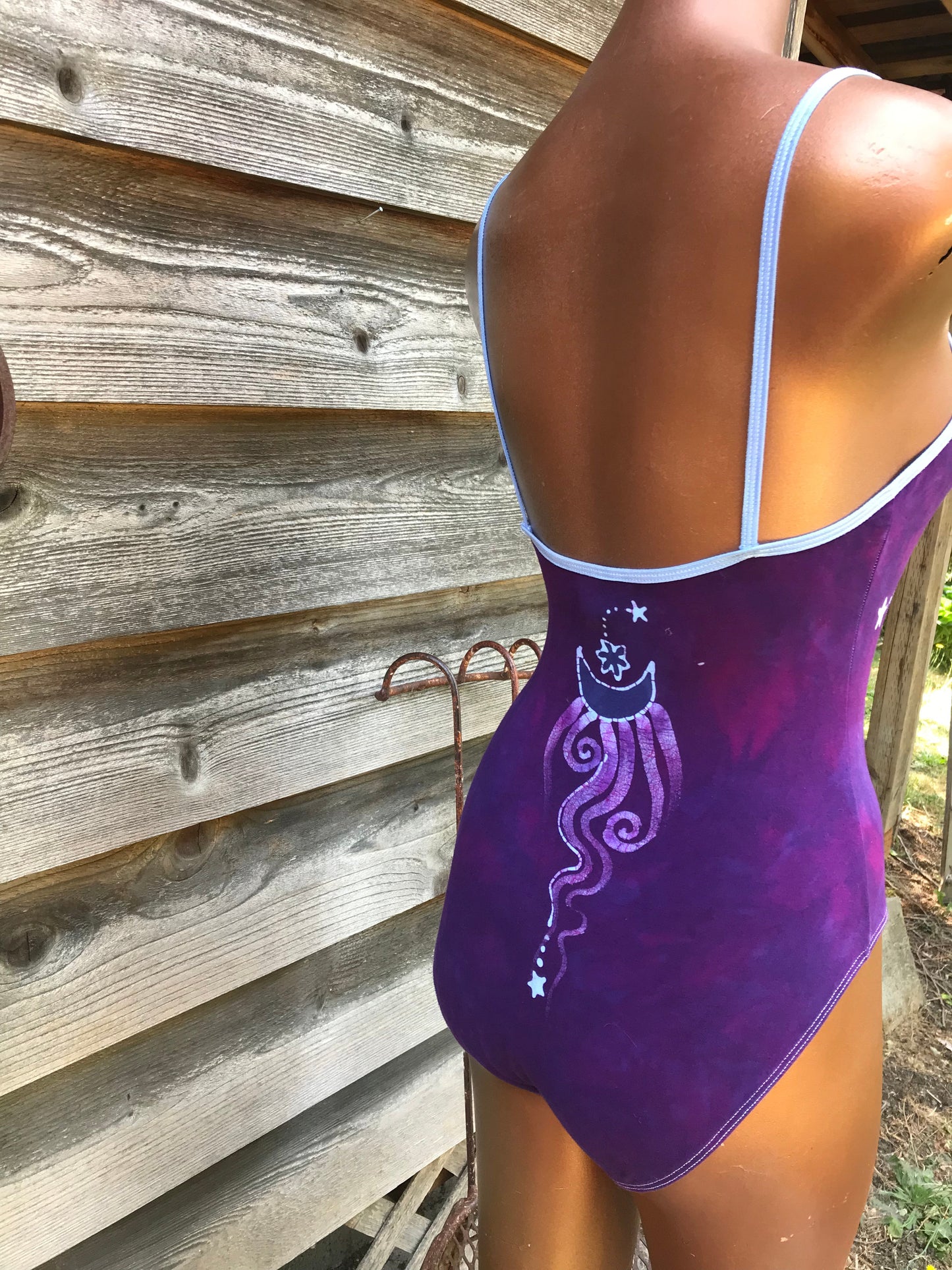 Magenta Purple Moondance Hand Painted Batik Leotard Tops batikwalla