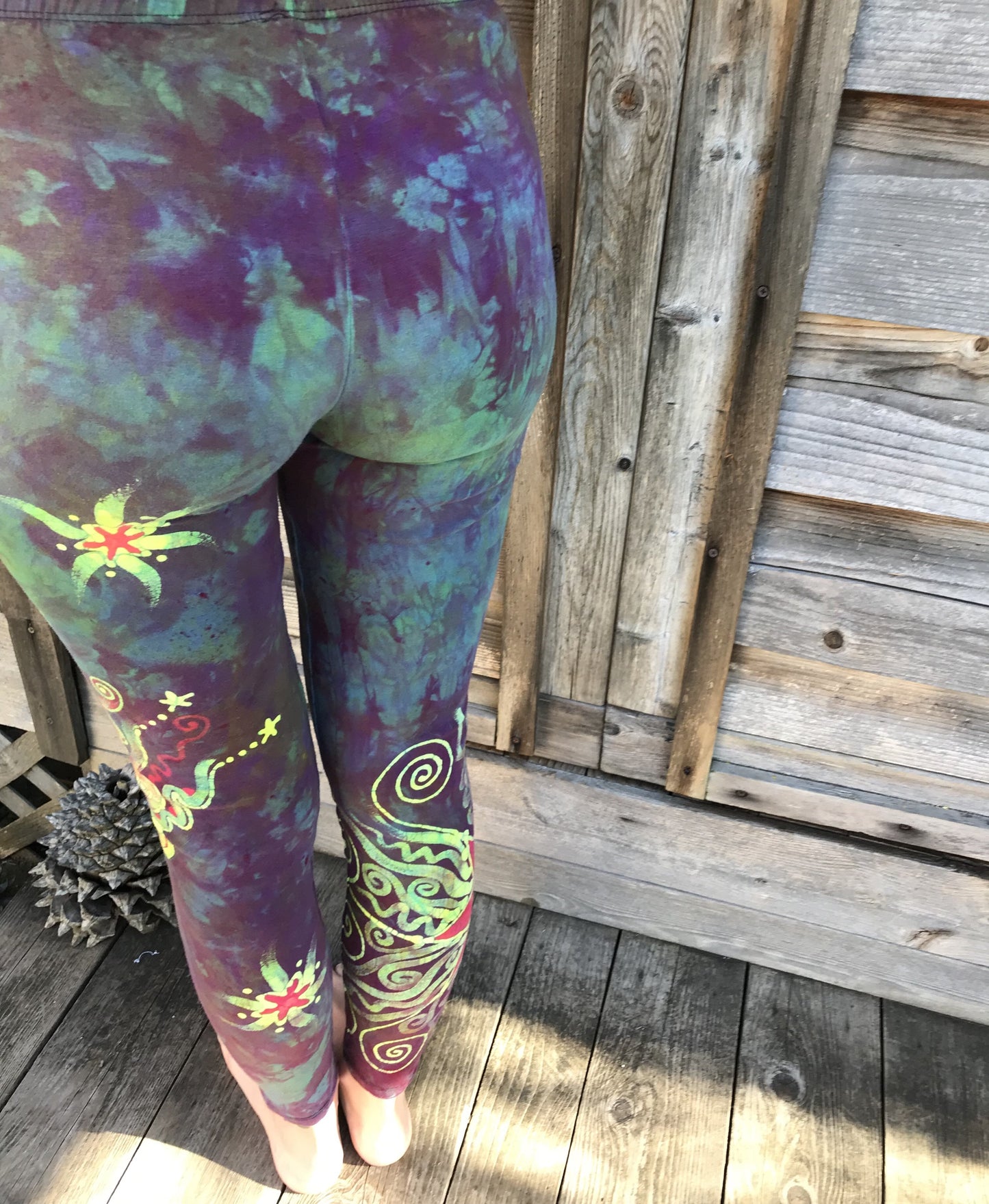 Sunrise Moon and Stars Batik Yoga Leggings leggings batikwalla