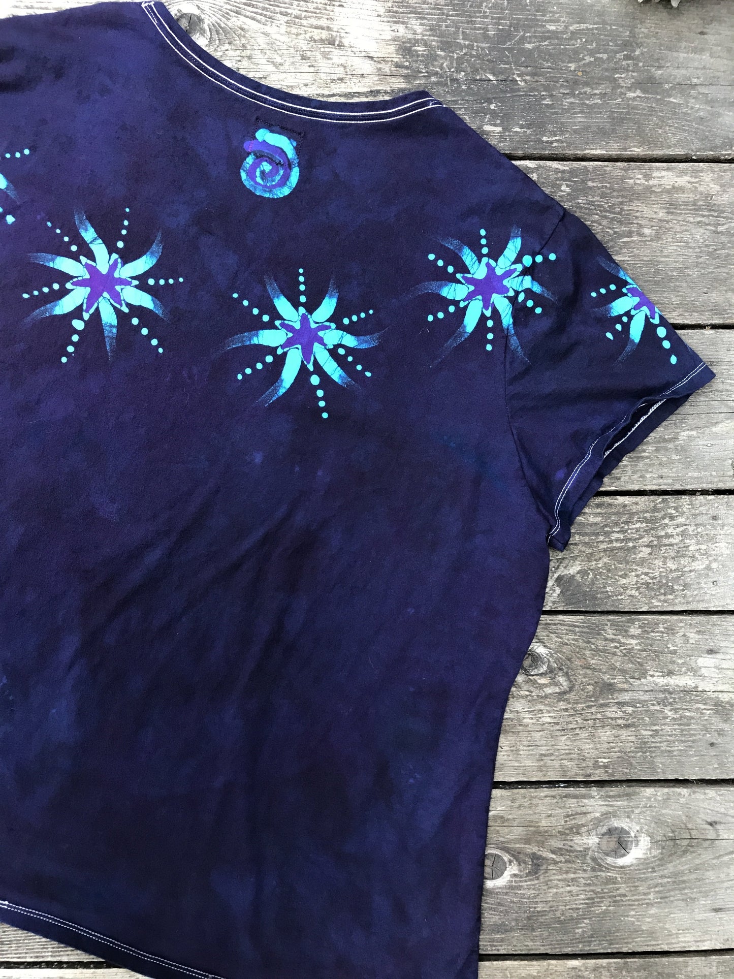 Midnight Moonlight Hand Painted Batik Vneck - Plus Size 4X