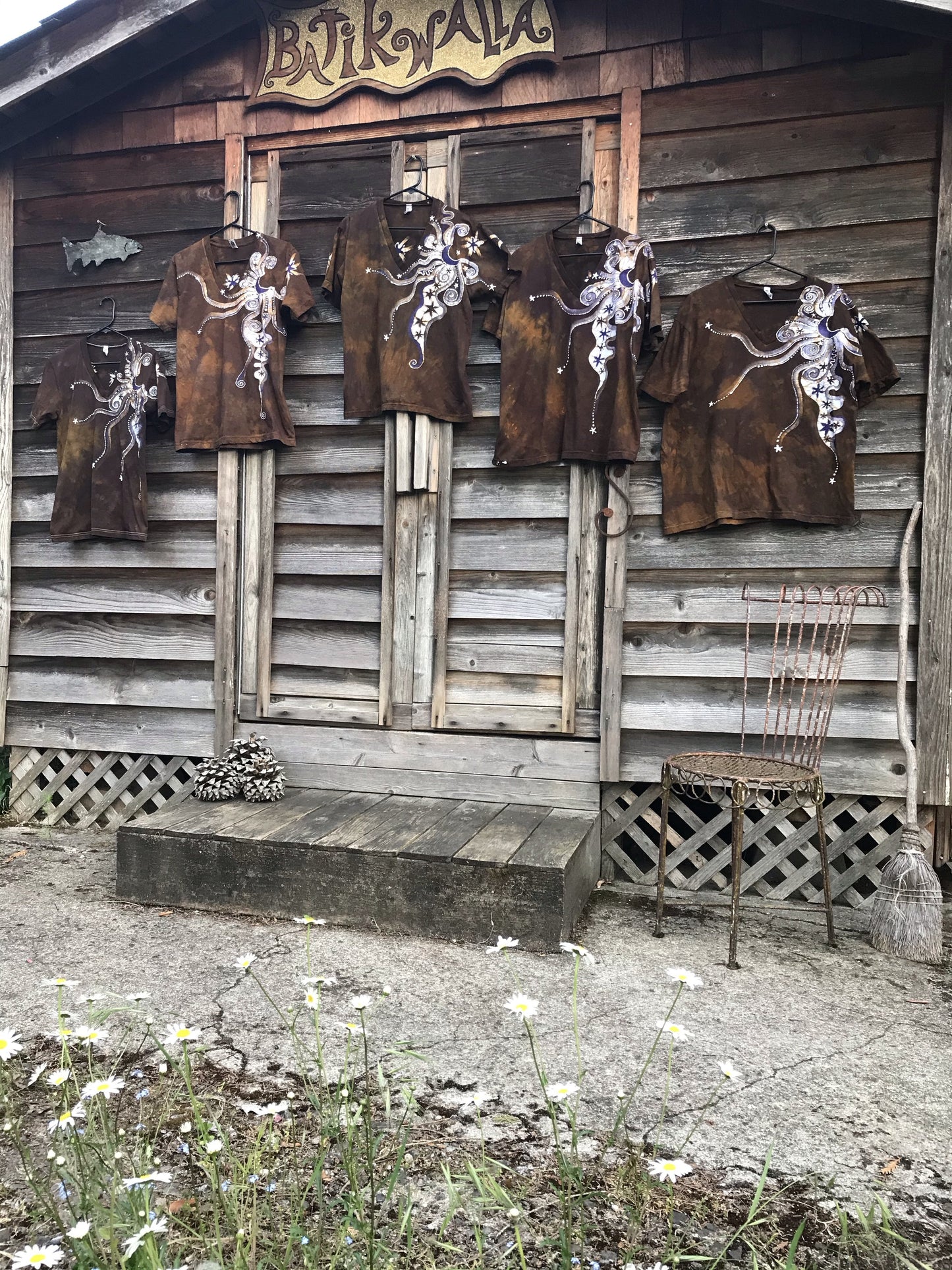 Purple Suede Moonbeams Hand Painted Batikwalla Vneck Tshirt - Unisex Tshirts batikwalla