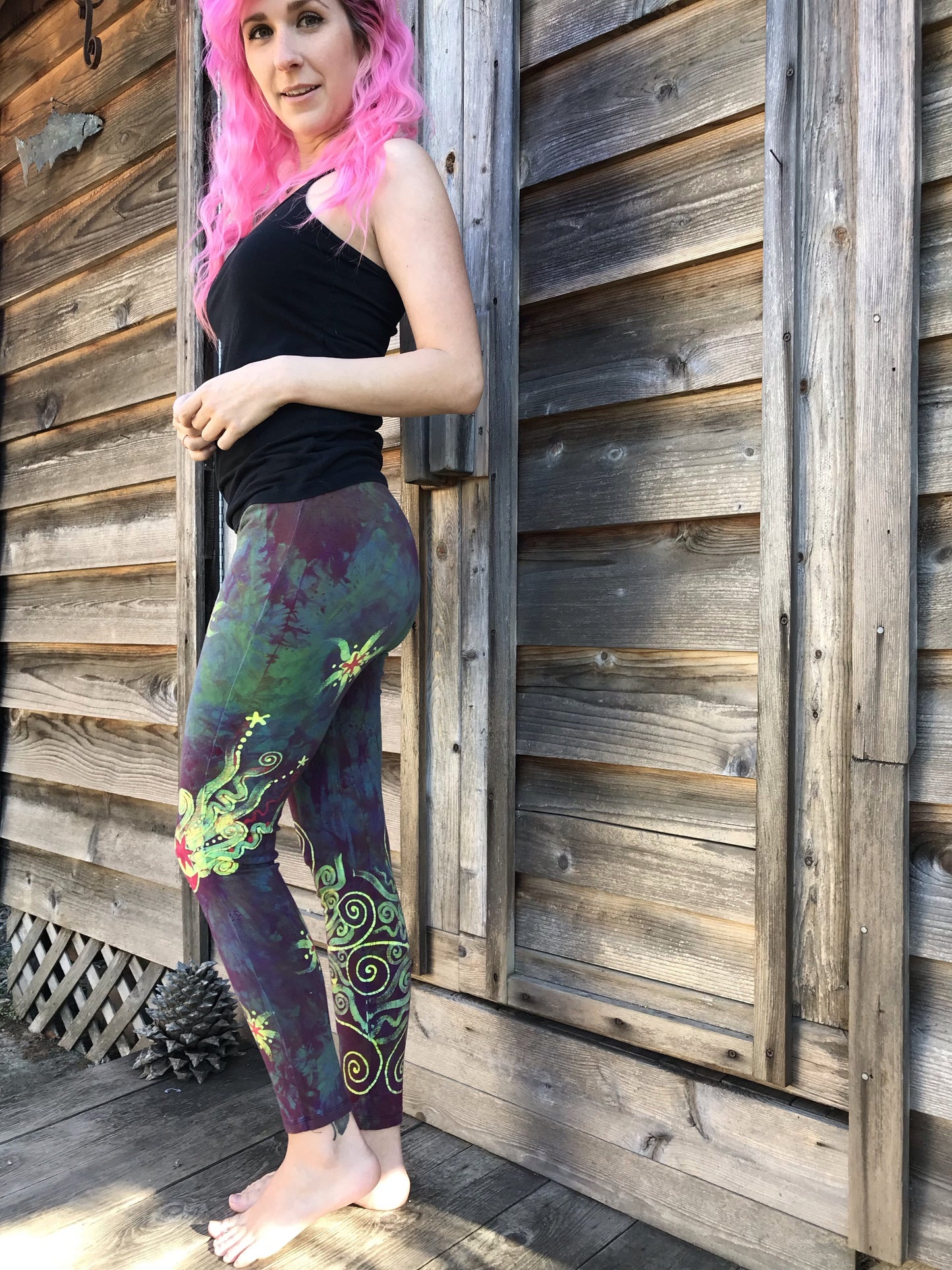 Sunrise Moon and Stars Batik Yoga Leggings leggings batikwalla