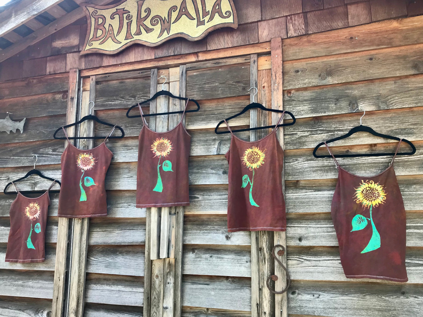 Red Sunflower Garden Batik Tank Top Tops batikwalla 2X