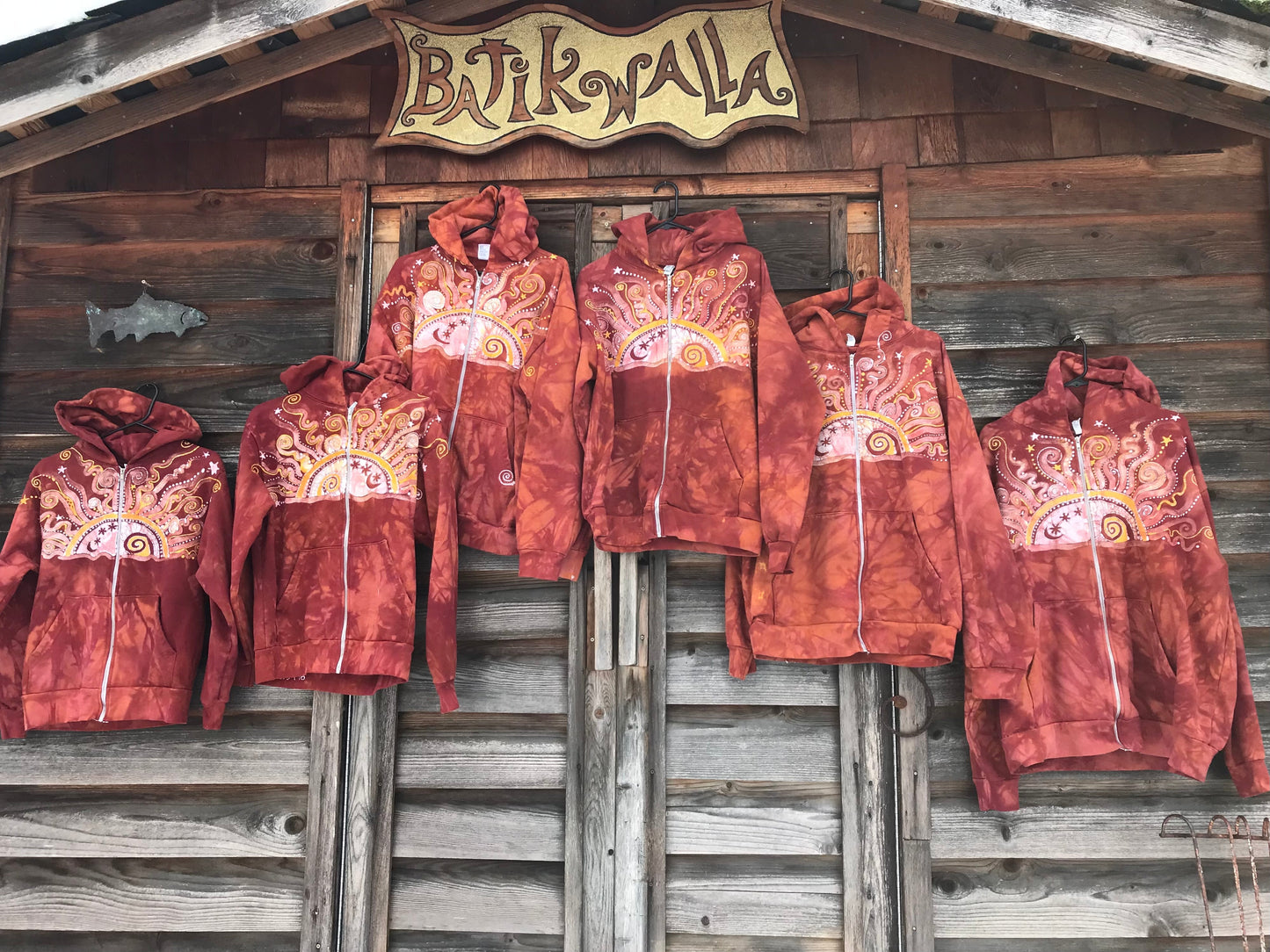 Cayenne Orange Sunset Handcrafted Batik Zipper Hoodie - Size Medium hoodie batikwalla