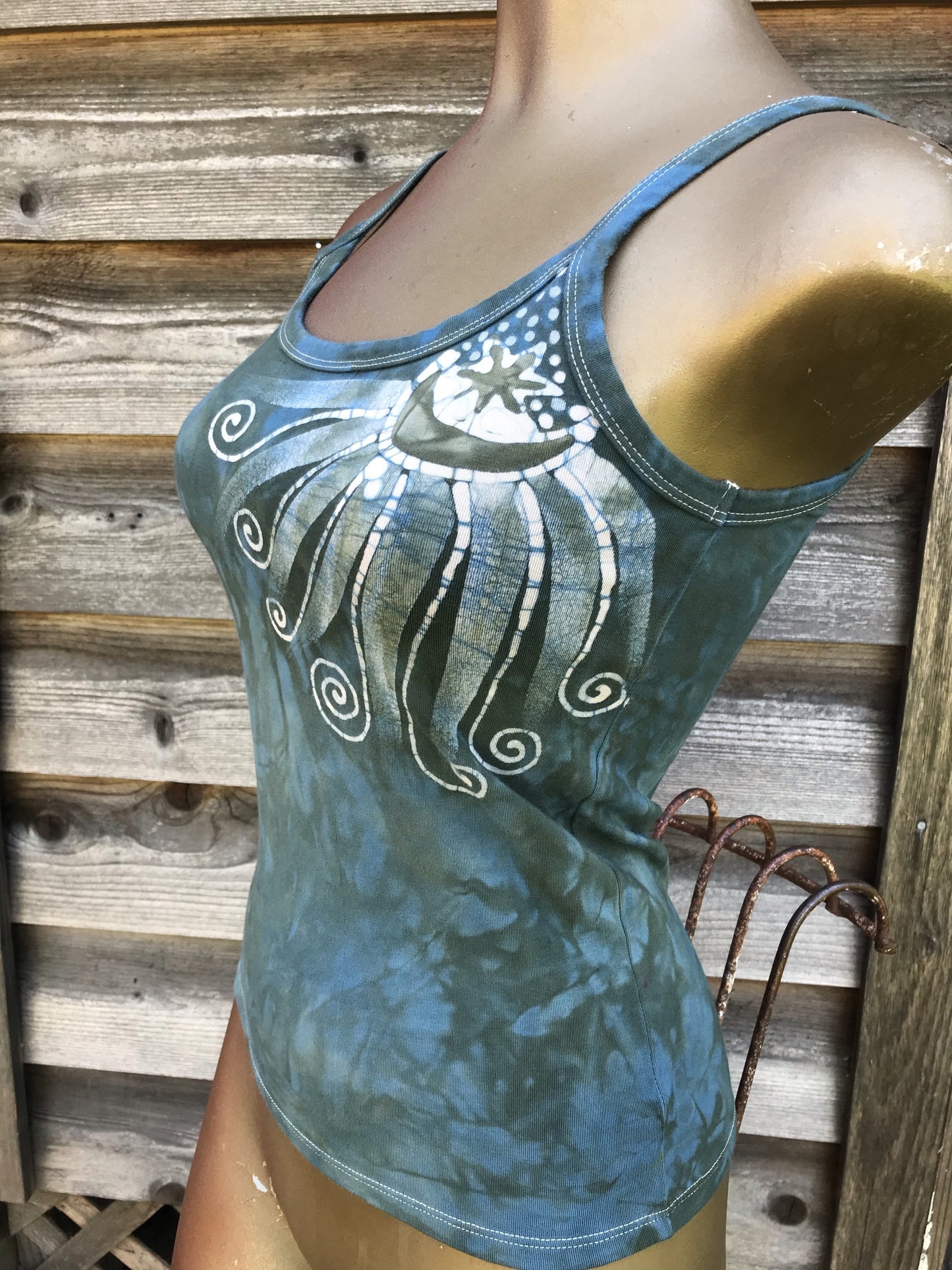 Aqua Mint Moonbeams Batikwalla Tank Top Tops batikwalla