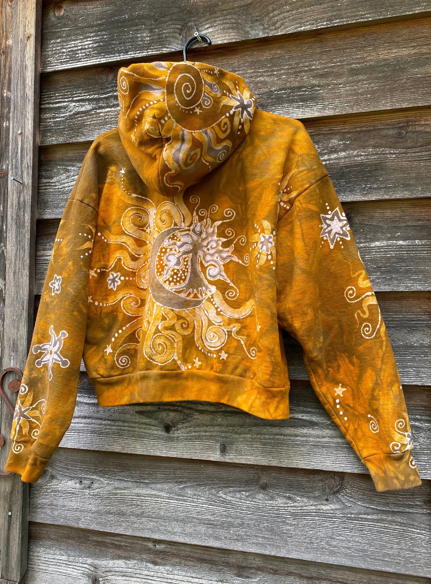 Golden Tree and Moon Handmade Batik Hoodie - Size M/L hoodie batikwalla
