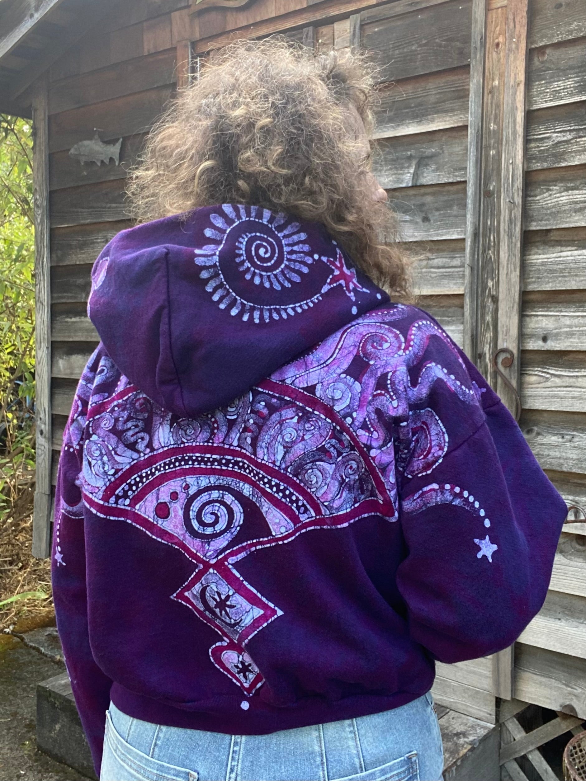 Original Magenta Surf Boardwalk Handmade Batik Hoodie - Size M/L hoodie batikwalla