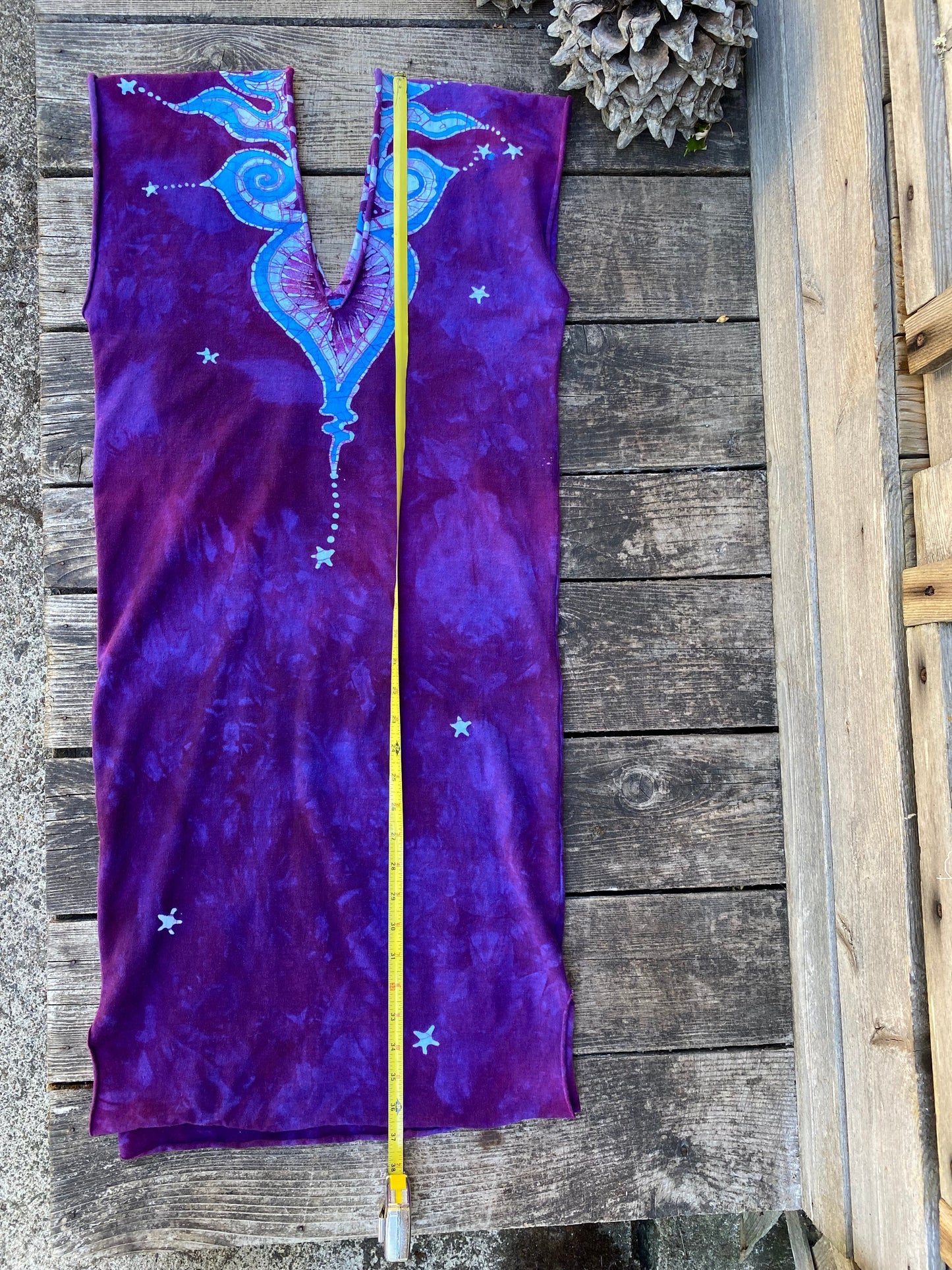 Purple Blue Cosmic Stretchy Hemp Tube Dress Batik Dresses Batikwalla