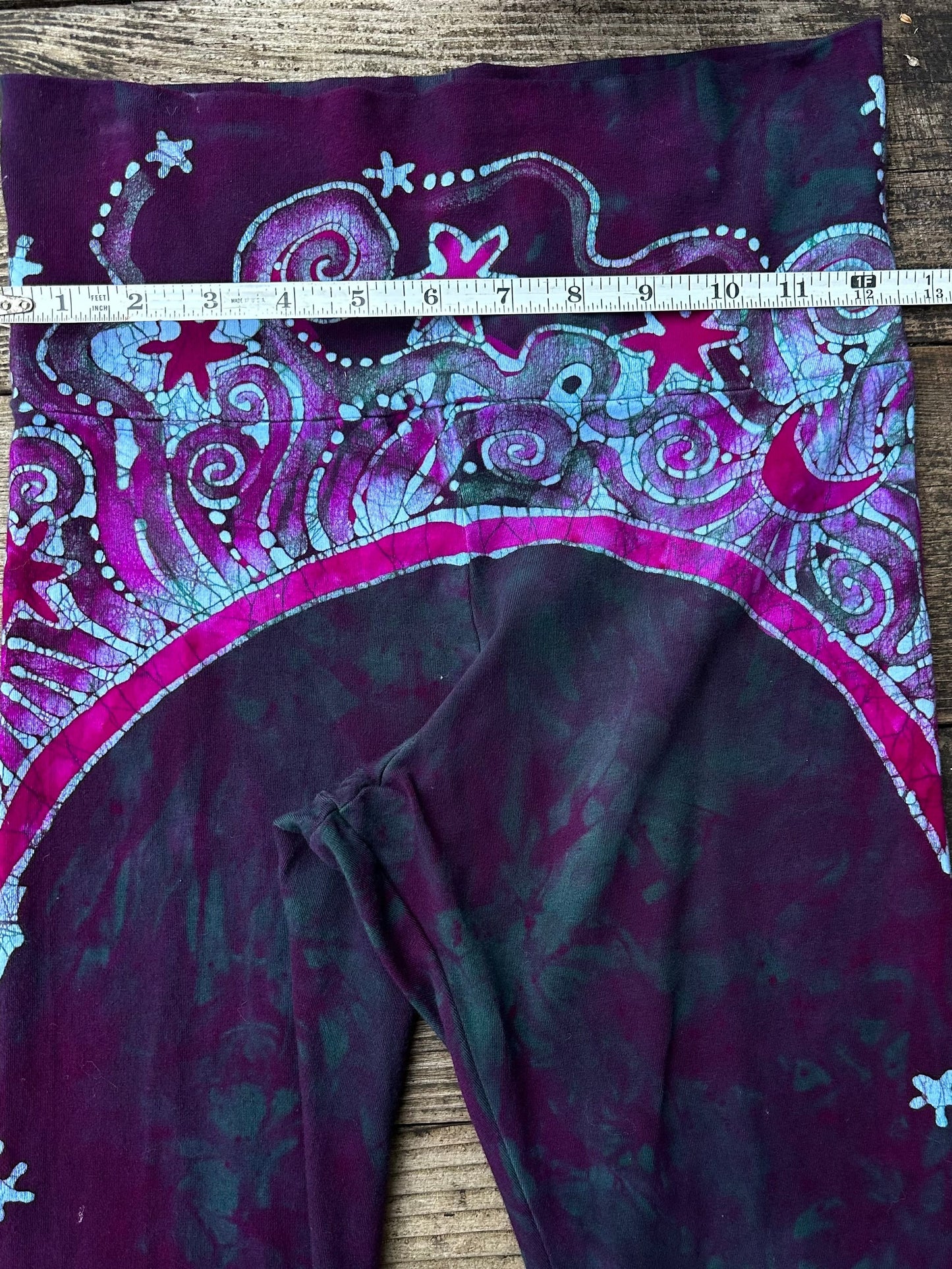 Teal and Magenta Moon Rainbow Stretchy Movement Pants - Size MEDIUM Yoga Pants batikwalla