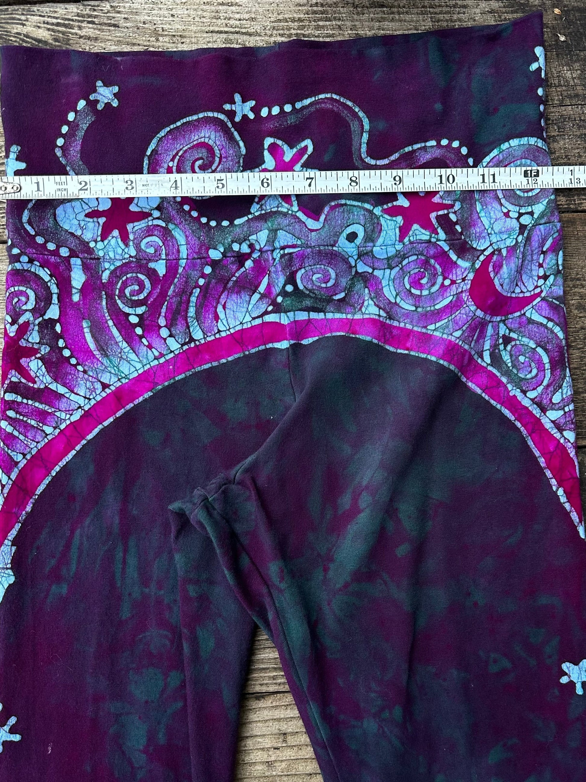 Teal and Magenta Moon Rainbow Stretchy Movement Pants - Size MEDIUM Yoga Pants batikwalla