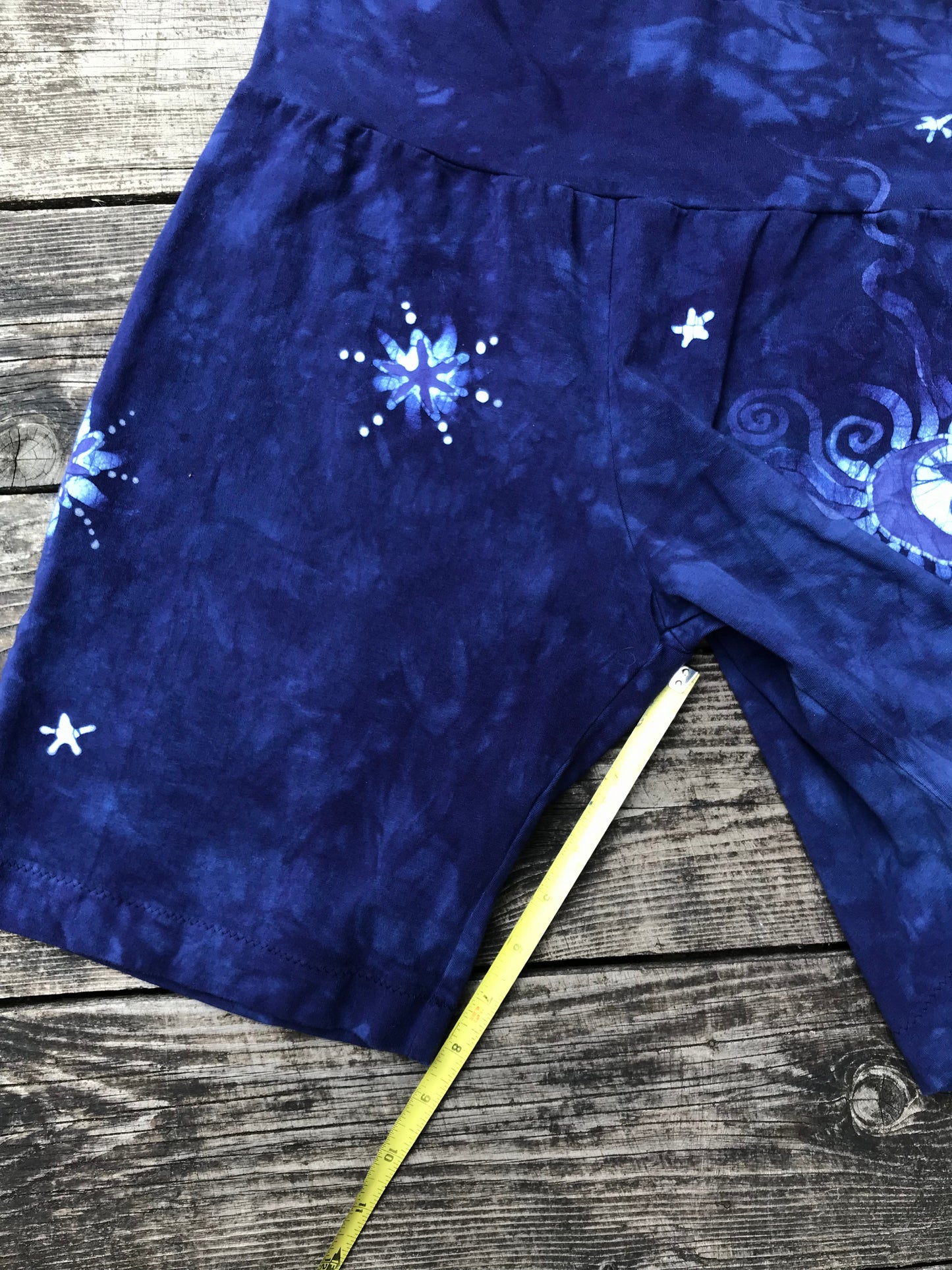 Blue Purple Batik Biker Shorts - Moon and Stars Batikwalla by Victoria