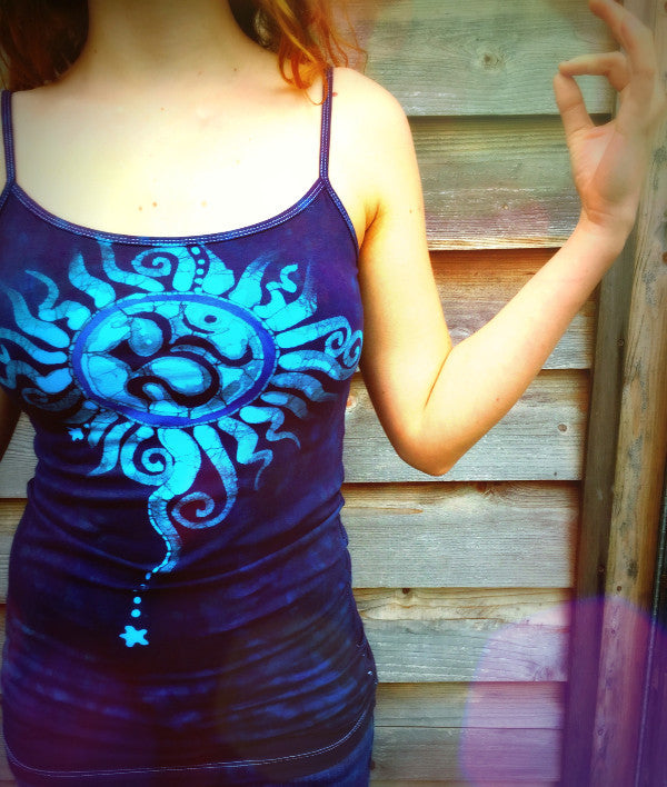 Island Blue Om Stretchy Batik Camisole - size Large - Batikwalla
- 1
