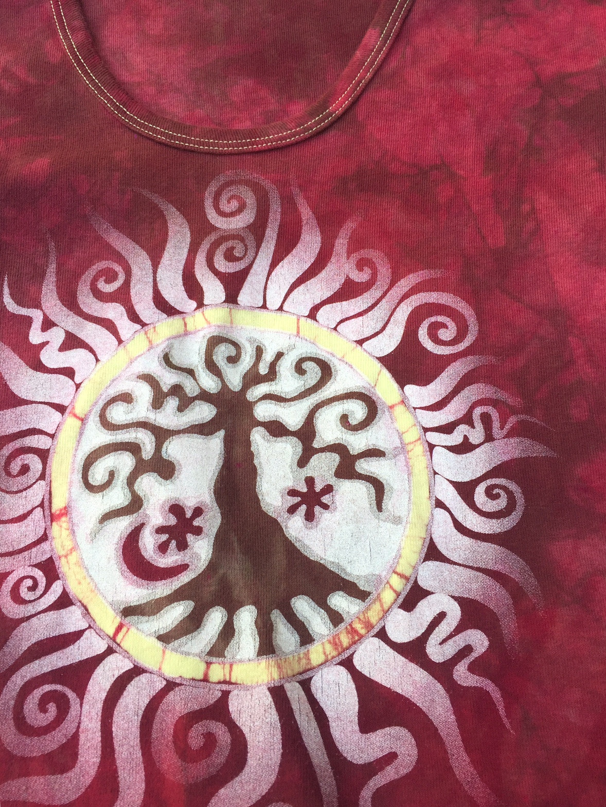 Campfire Red Tree of Life Sun Yoga Tee - Batik Print - Batikwalla
- 6