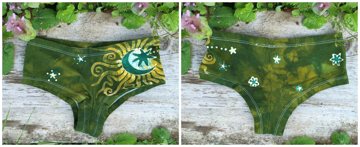 Batik Boyshort Undies - Green Meadow Moon - Size Small - Batikwalla
- 4