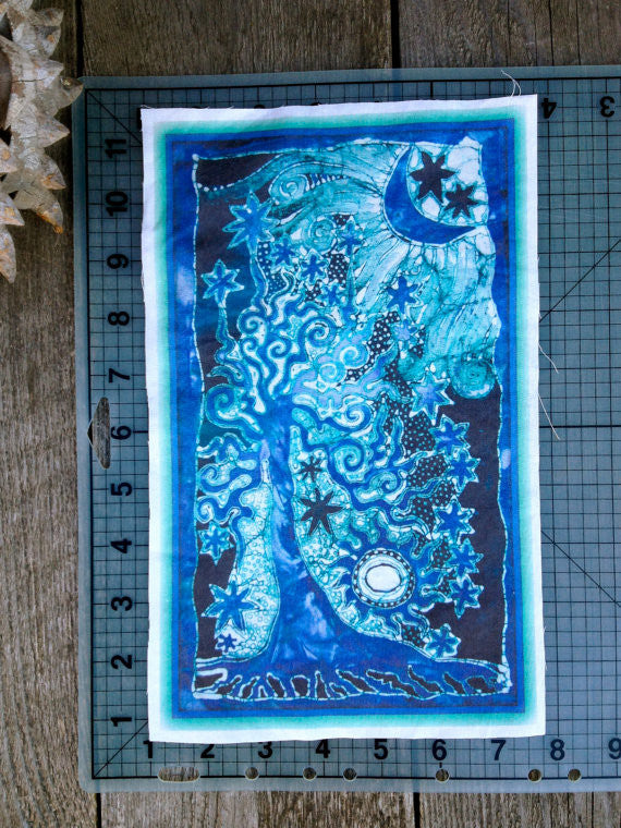 Teal and Purple Tree and Stars Batik Print Patch - Batikwalla
- 2