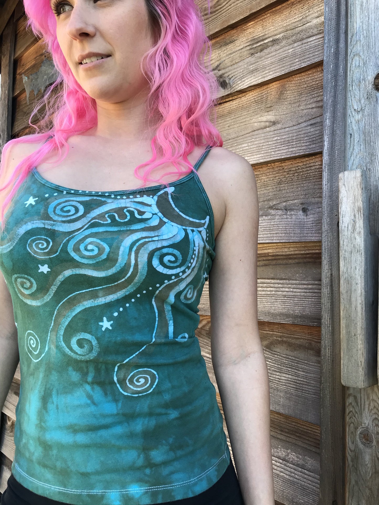 Aqua Moonbeams Yoga Camisole Tops batikwalla