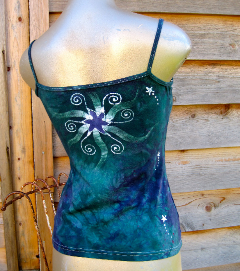 Batik Stretchy Handmade Yoga Tanktop in Teal and Purple - Batikwalla
- 3