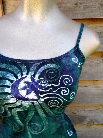 Batik Stretchy Handmade Yoga Tanktop in Teal and Purple - Batikwalla
- 1
