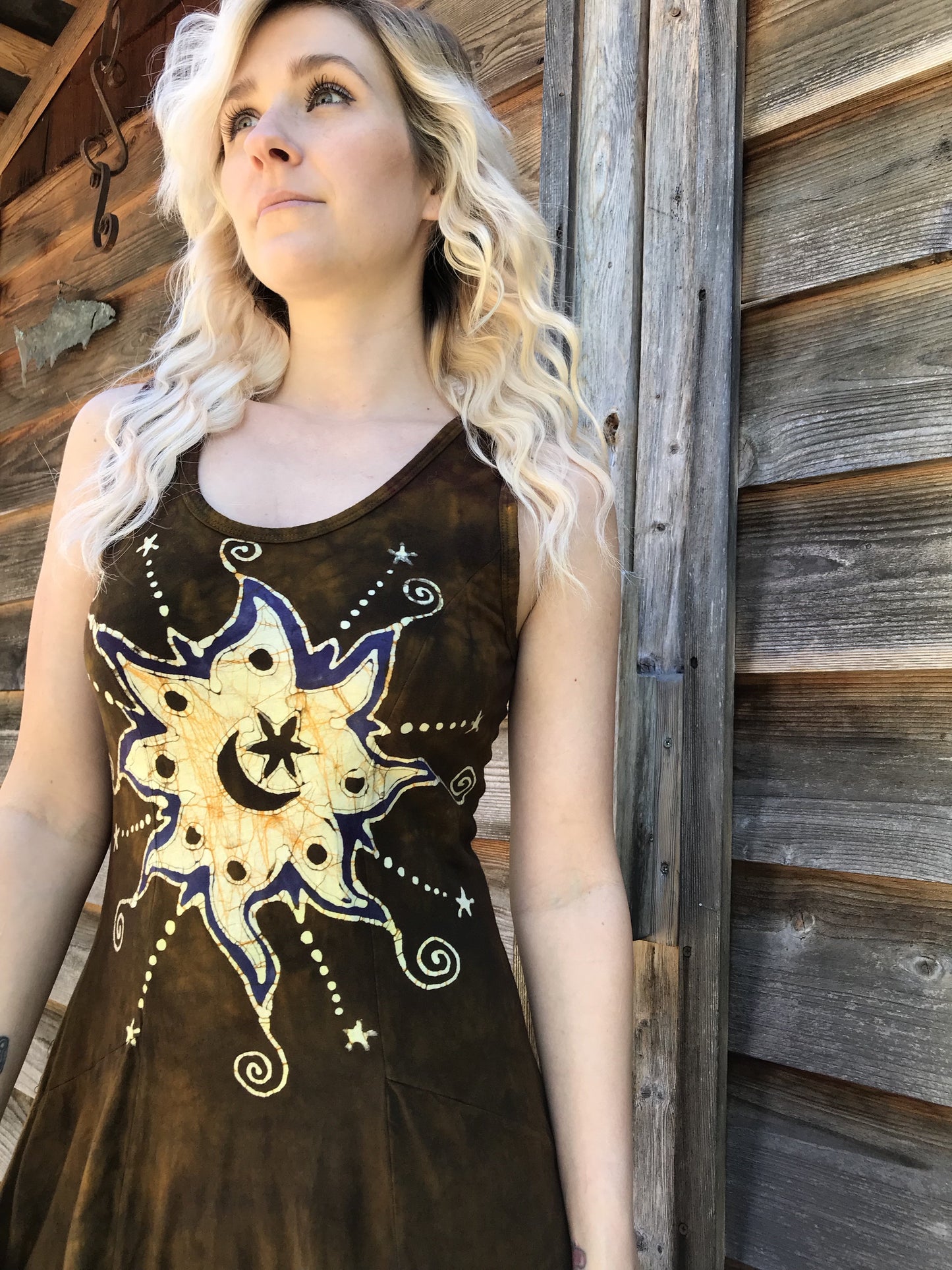 Golden Starquest Boho Batik Summer Dress Batik Dresses Batikwalla