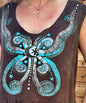 Brown Butterfly Batik Dress With Pockets - Size XL Batik Dresses Batikwalla 