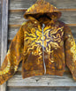 Gold Rush Octopus with Purple Moon and Stars Handmade Batik Hoodie hoodie batikwalla 