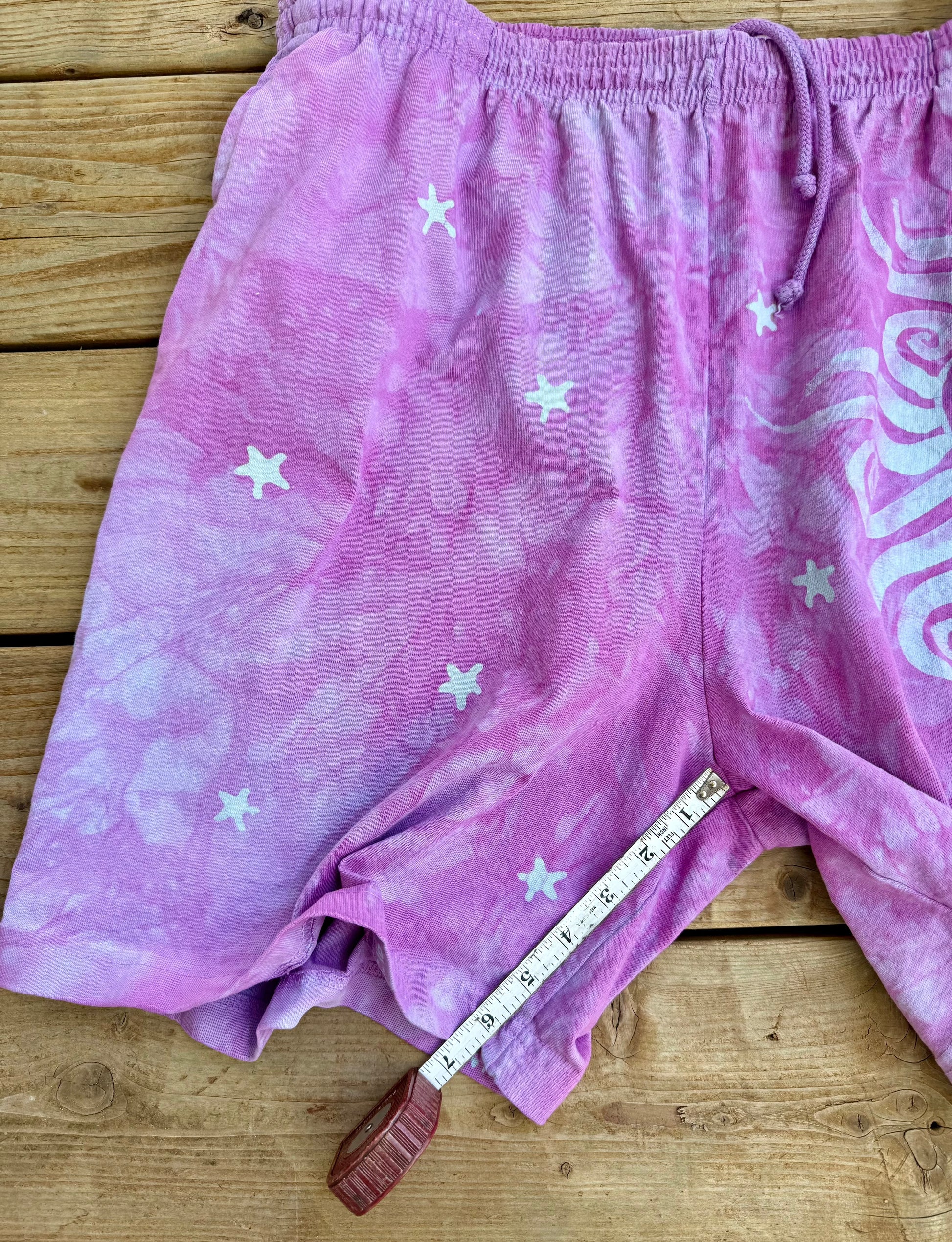 Moon Star Galaxy Shorts - Plum Blossom Purple - Size 2X Unisex Batikwalla by Victoria 