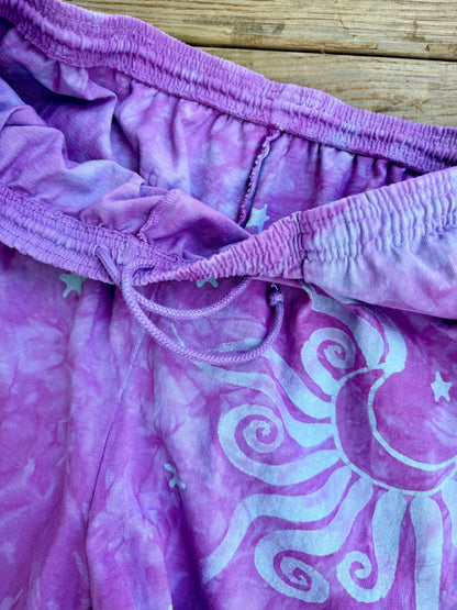 Moon Star Galaxy Shorts - Plum Blossom Purple - Size 2X Unisex Batikwalla by Victoria 