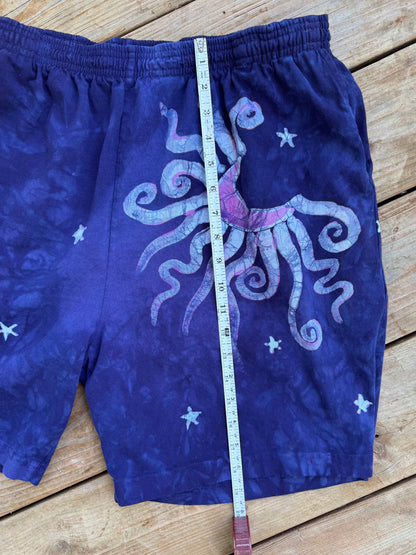 Dark Blue Moon Star Galaxy Shorts - Size 2X Unisex Batikwalla by Victoria 