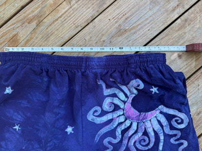Dark Blue Moon Star Galaxy Shorts - Size 2X Unisex Batikwalla by Victoria 