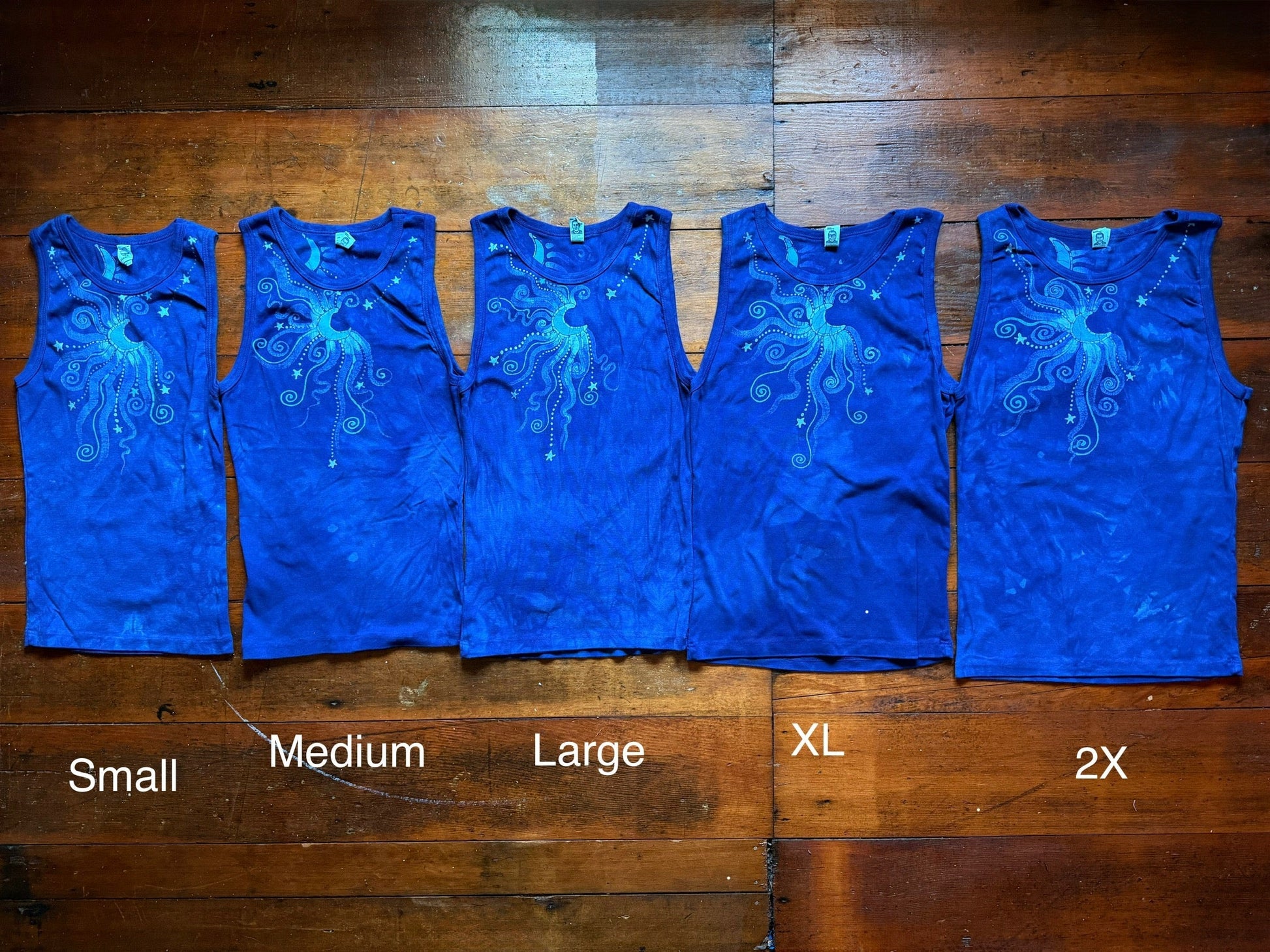 Tidal Moon Batik Tank – Celestial Swirls in Indigo Blue Batikwalla by Victoria 2X 