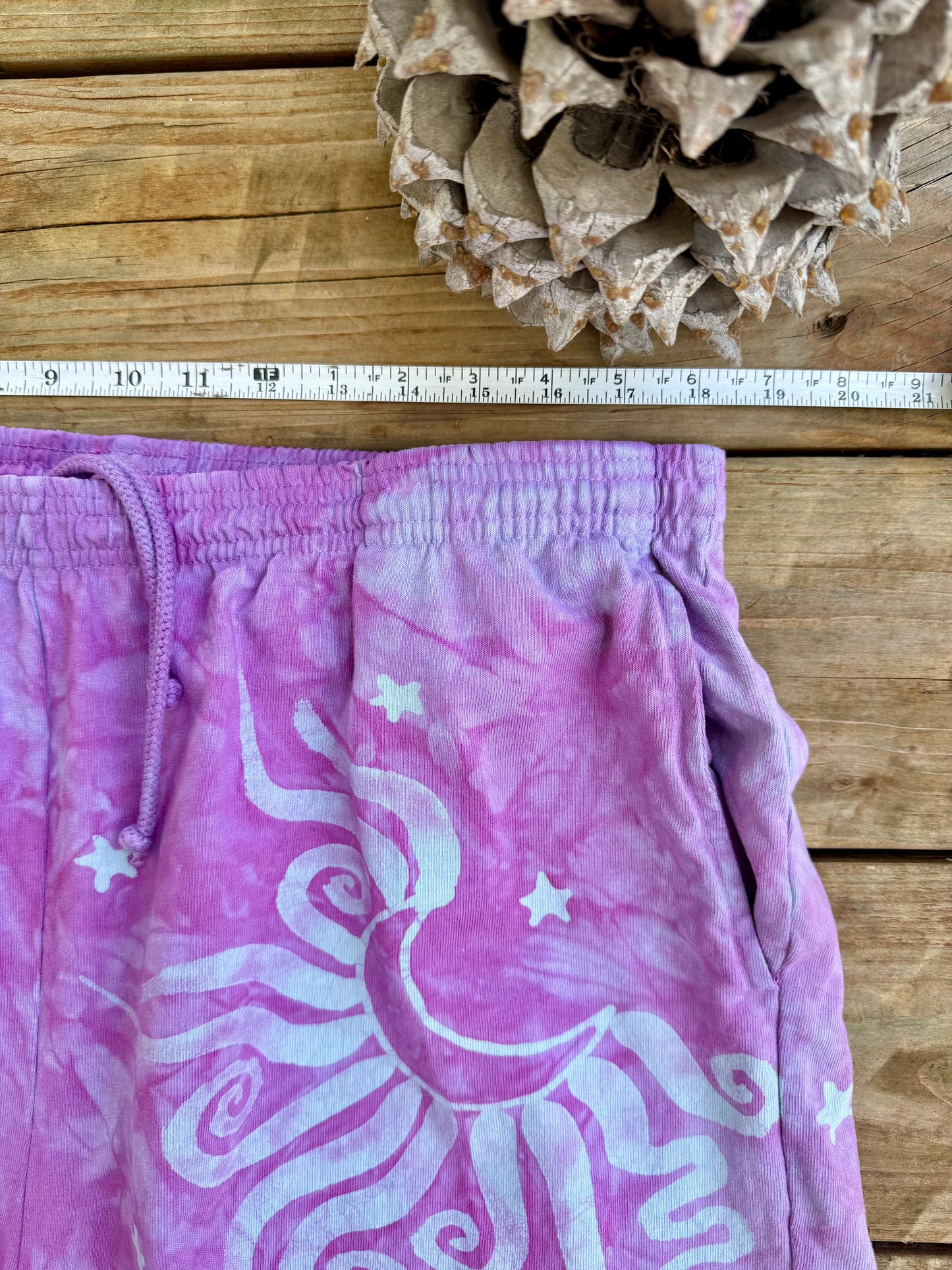 Moon Star Galaxy Shorts - Plum Blossom Purple - Size 2X Unisex Batikwalla by Victoria 2X 