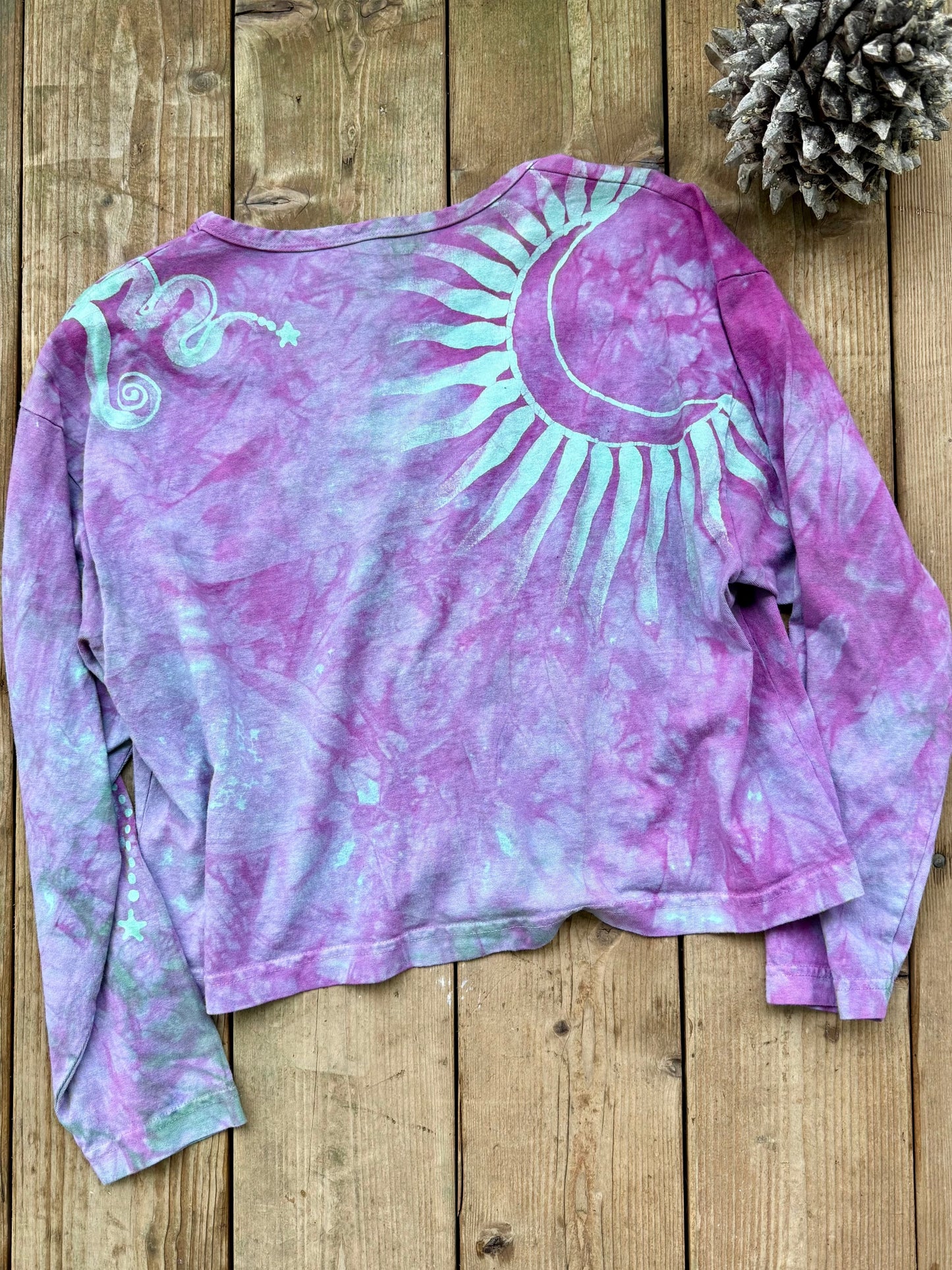 Plum Blossom Pacific Moon Long Sleeve Batik T-Shirt Batikwalla by Victoria 