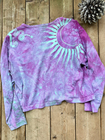 Plum Blossom Pacific Moon Long Sleeve Batik T-Shirt Batikwalla by Victoria 
