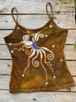 Deep Gold and Purple Moon Stars Hand Painted Batik Tank Top Tops batikwalla Small 