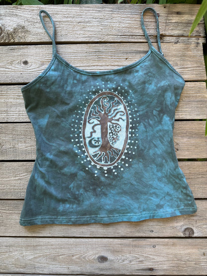 Mossy Batik Tree Pendant Hand Painted Batik Tank Top Tops batikwalla Small 