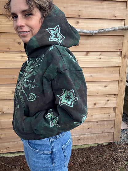 Forest Green Star Handmade Batik Hoodie - Size M/L ONLY hoodie batikwalla 