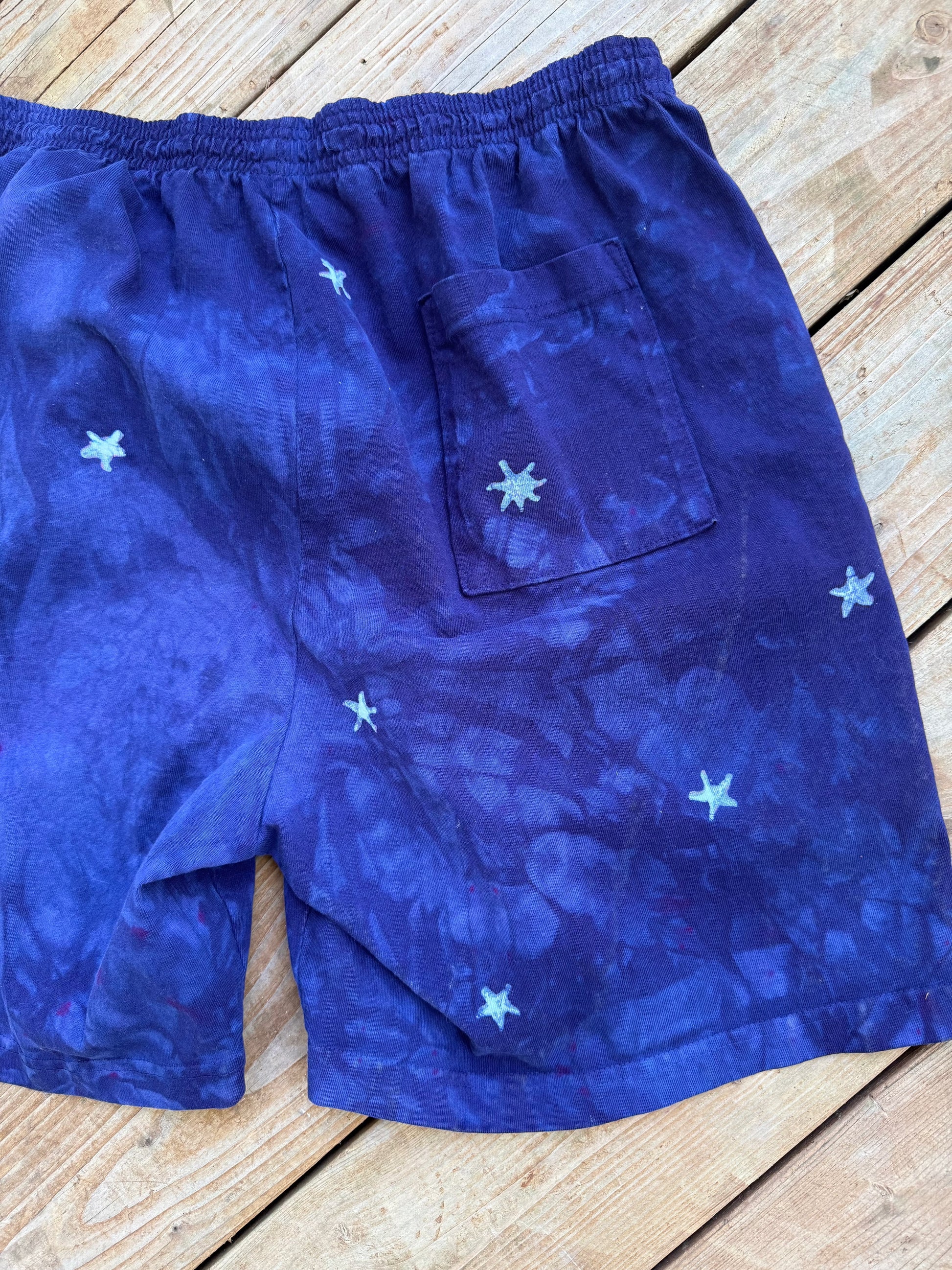 Dark Blue Moon Star Galaxy Shorts - Size 2X Unisex Batikwalla by Victoria 