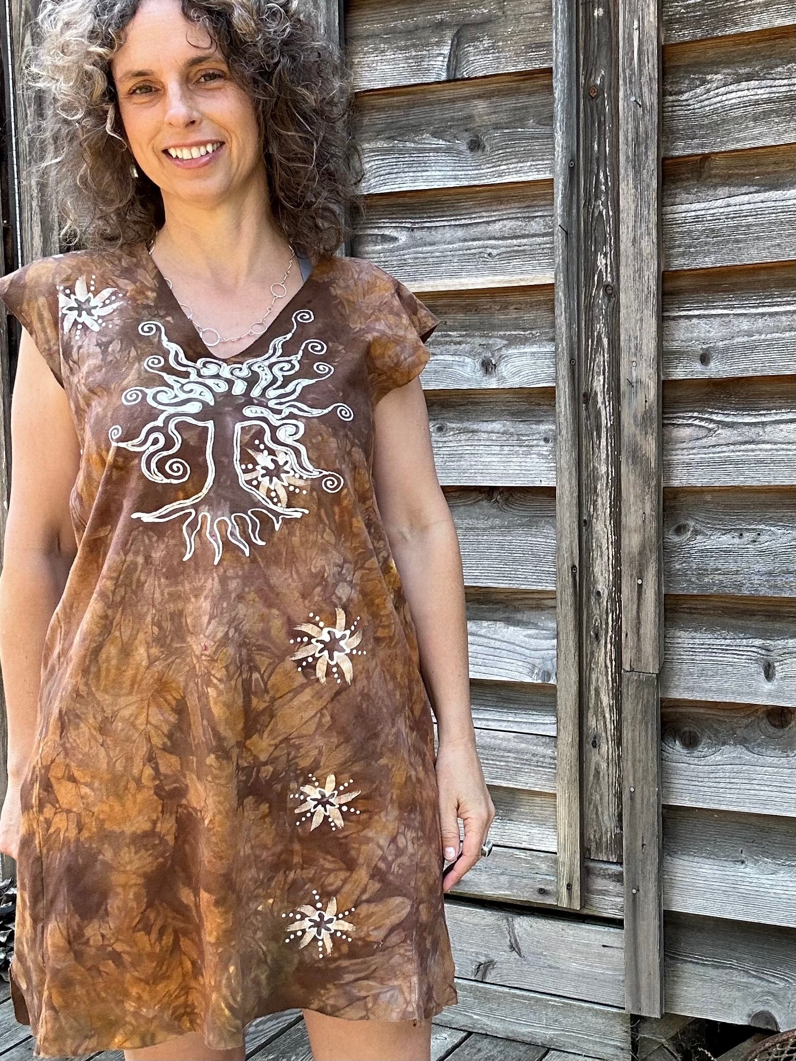 Sands Beach Organic Cotton Batik Dress Tunic Top - size Large Batik Dresses Batikwalla 