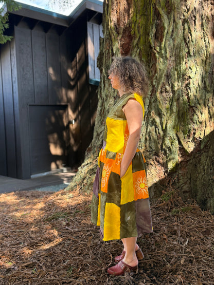 Golden Sun & Earth Batik Patchwork Dress Batikwalla by Victoria 