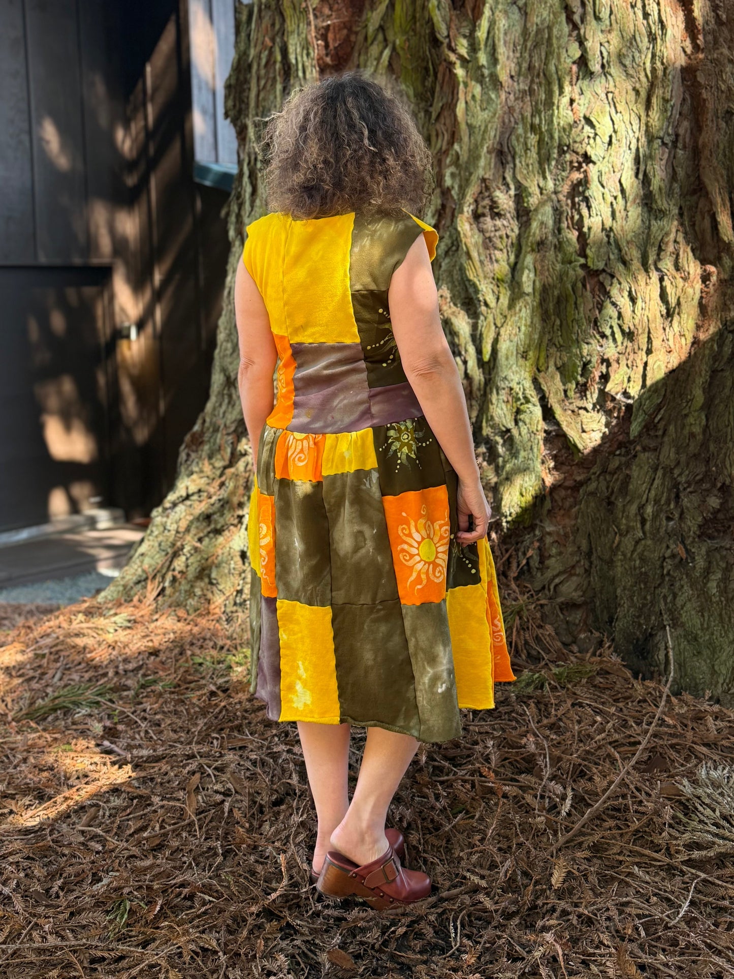Golden Sun & Earth Batik Patchwork Dress Batikwalla by Victoria 