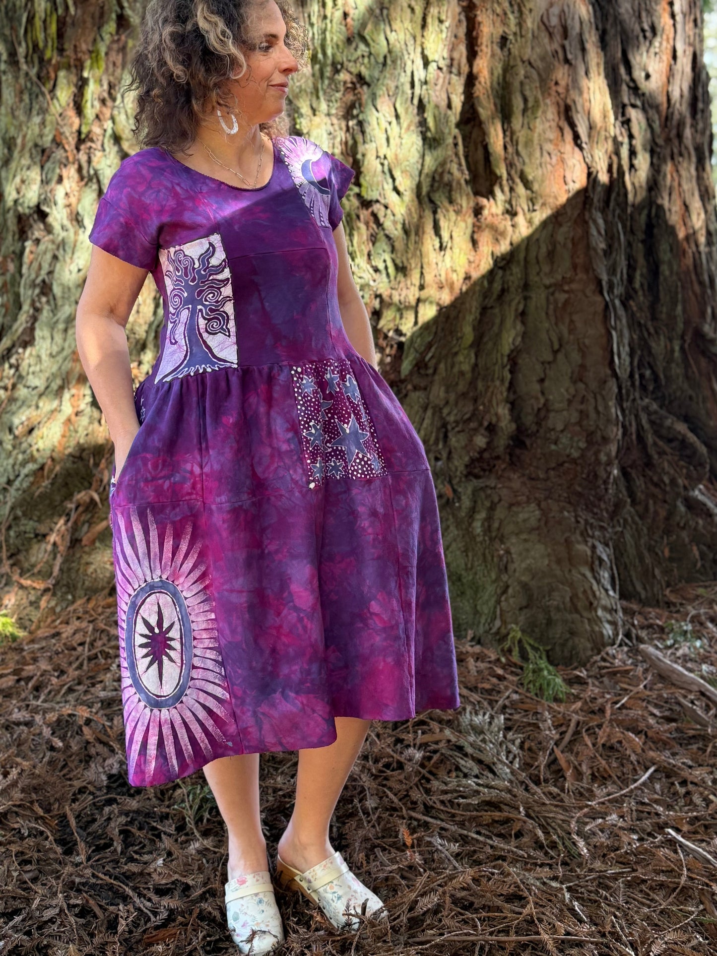 Mulberry Moon & Stars Batik Patchwork Dress Batikwalla by Victoria 